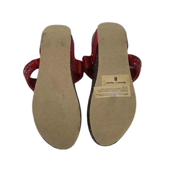 Metallic Marcasite Studded Platform Sandals in Red, Size 8 - Picture 7 of 8